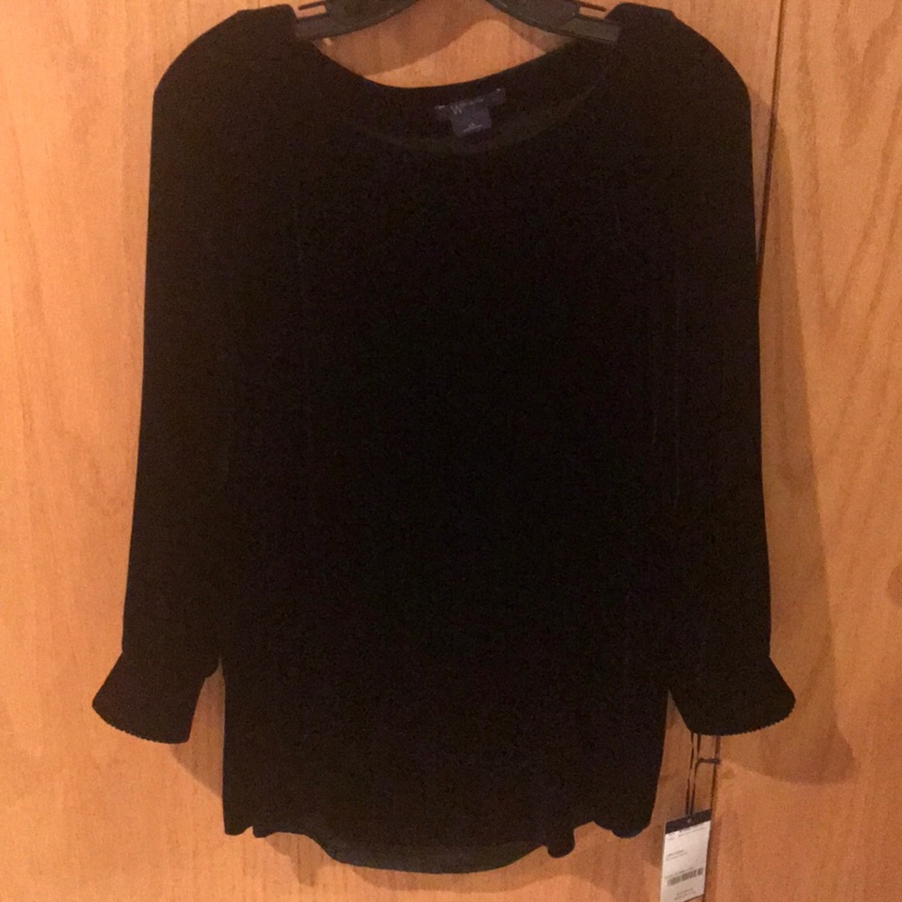 W by Worth Black Velvet Tunic Top Sz L NWT
